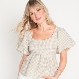 Tan Gingham Top